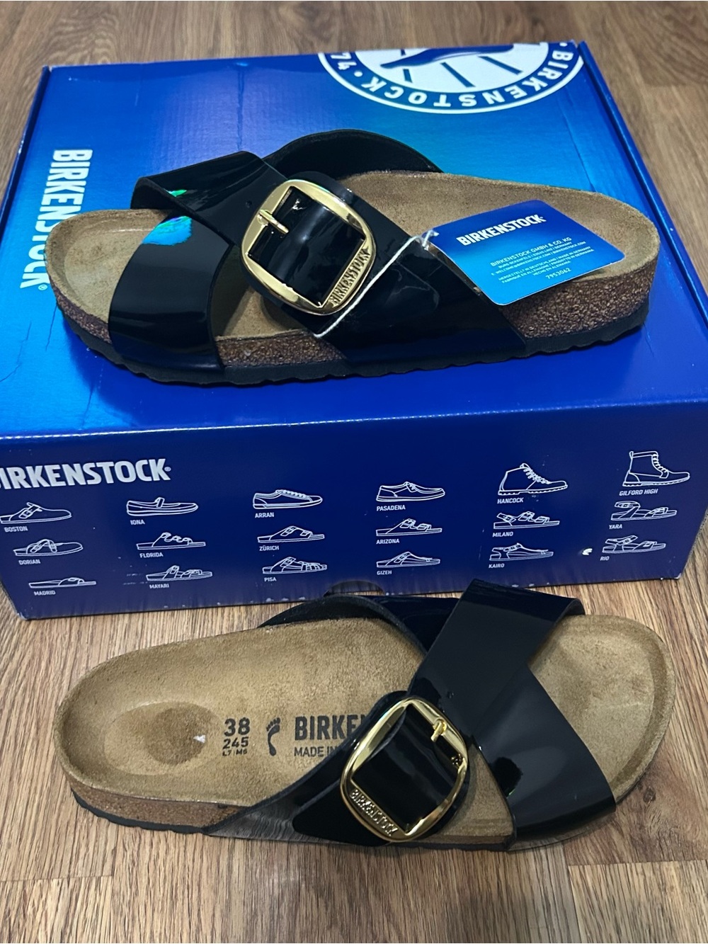 BIRKENSTOCK Siena big buckle black patent sandals shoes women’s eur 38 new - Picture 9 of 10